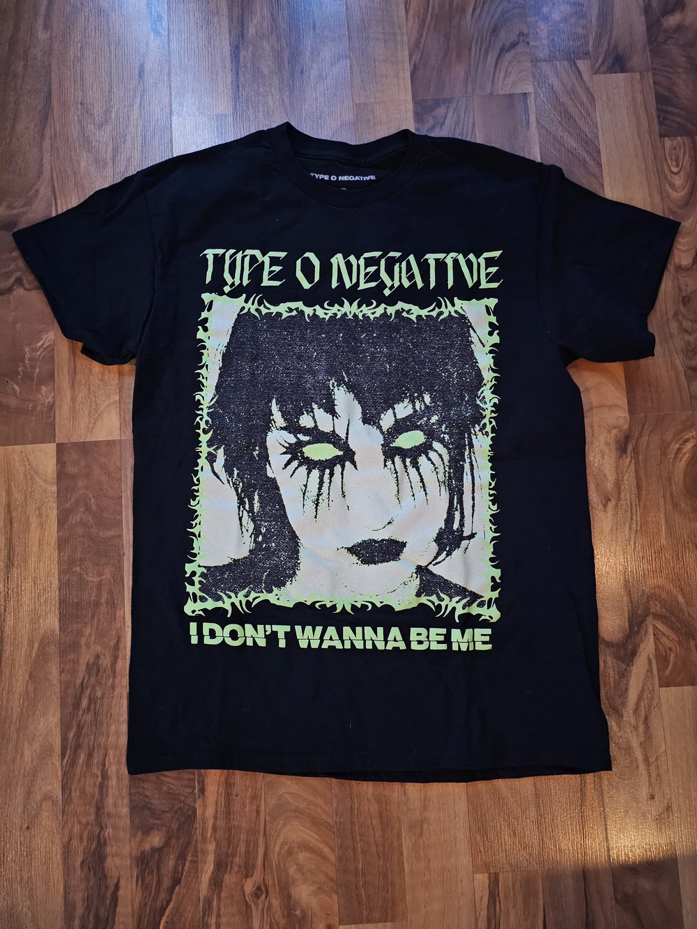 Type O Negative "I Don't Wanna Be Me" Black Tee with Neon Green Graphic